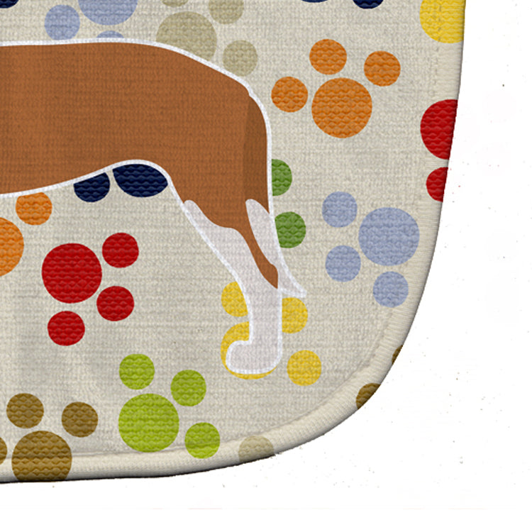 Spanish Hound Pawprints Baby Bib Easy-Clean Baby Bib Baby Feeding Accessory Baby Mealtime Essential, 10 x 13, Multicolor