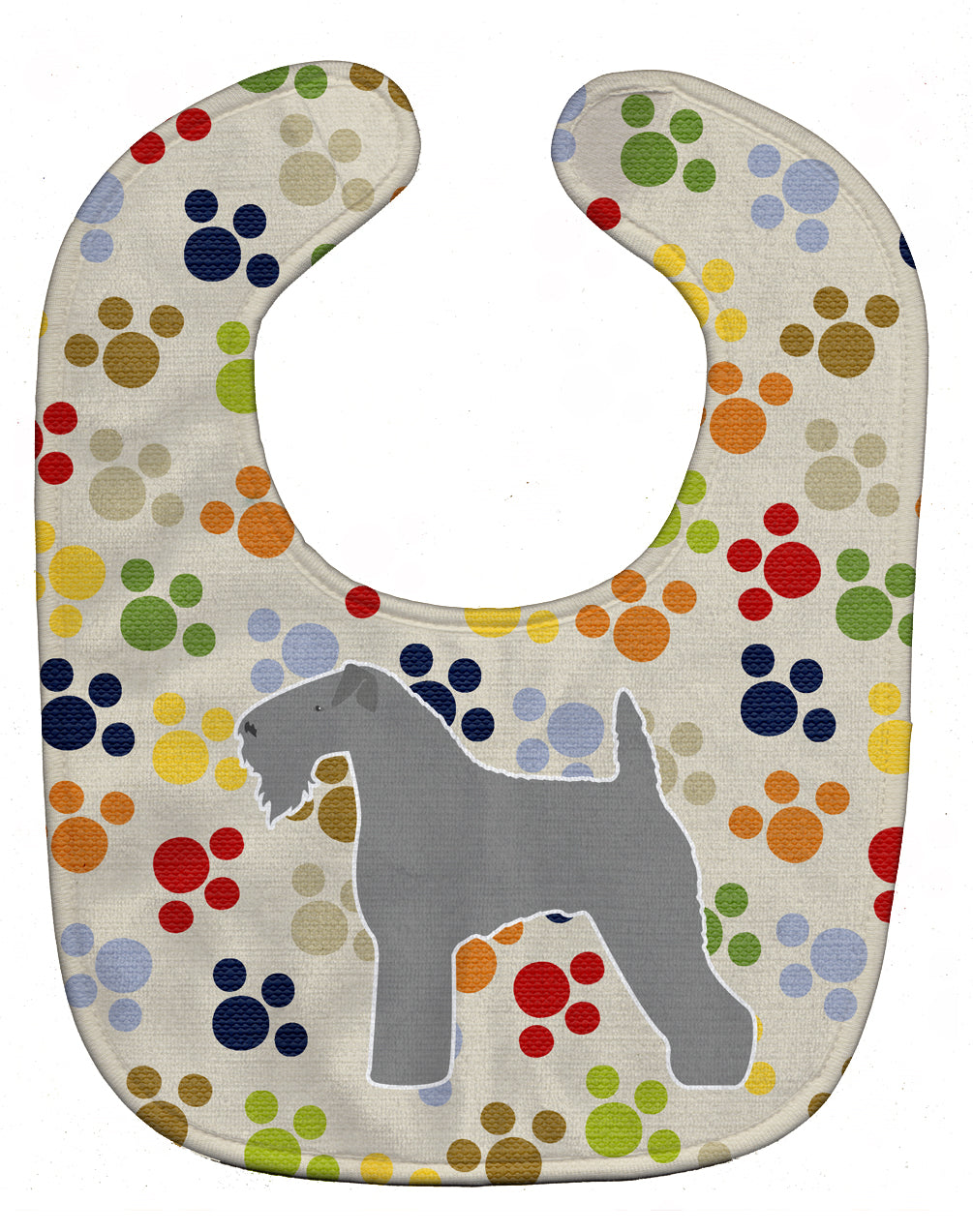 Kerry Blue Terrier Pawprints Baby Bib Easy-Clean Baby Bib Baby Feeding Accessory Baby Mealtime Essential, 10 x 13, Multicolor