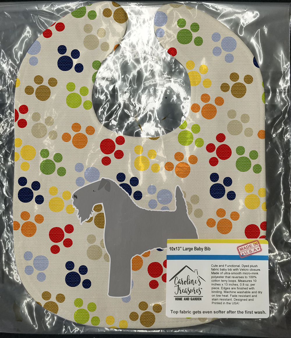 Kerry Blue Terrier Pawprints Baby Bib Easy-Clean Baby Bib Baby Feeding Accessory Baby Mealtime Essential, 10 x 13, Multicolor