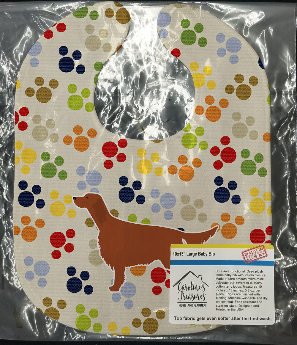 Irish Setter Pawprints Baby Bib Easy-Clean Baby Bib Baby Feeding Accessory Baby Mealtime Essential, 10 x 13, Multicolor