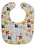 Bedlington Terrier Pawprints Baby Bib Easy-Clean Baby Bib Baby Feeding Accessory Baby Mealtime Essential, 10 x 13, Multicolor