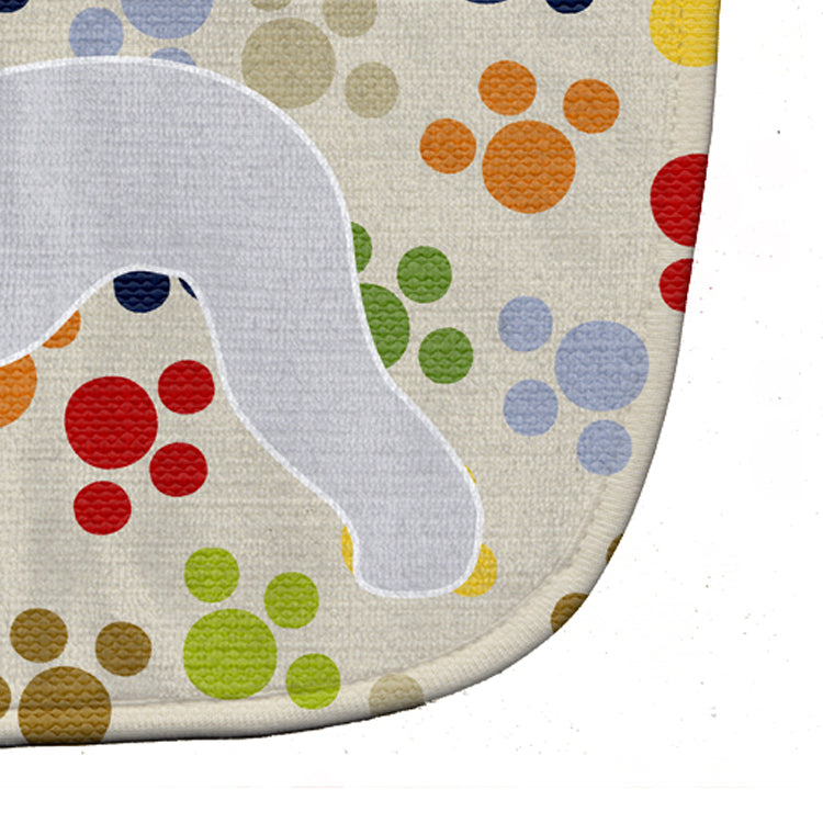 Bedlington Terrier Pawprints Baby Bib Easy-Clean Baby Bib Baby Feeding Accessory Baby Mealtime Essential, 10 x 13, Multicolor