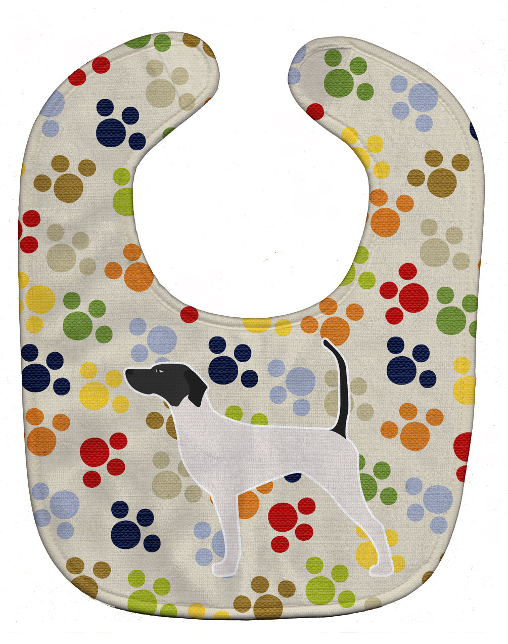 English Pointer Pawprints Baby Bib Easy-Clean Baby Bib Baby Feeding Accessory Baby Mealtime Essential, 10 x 13, Multicolor