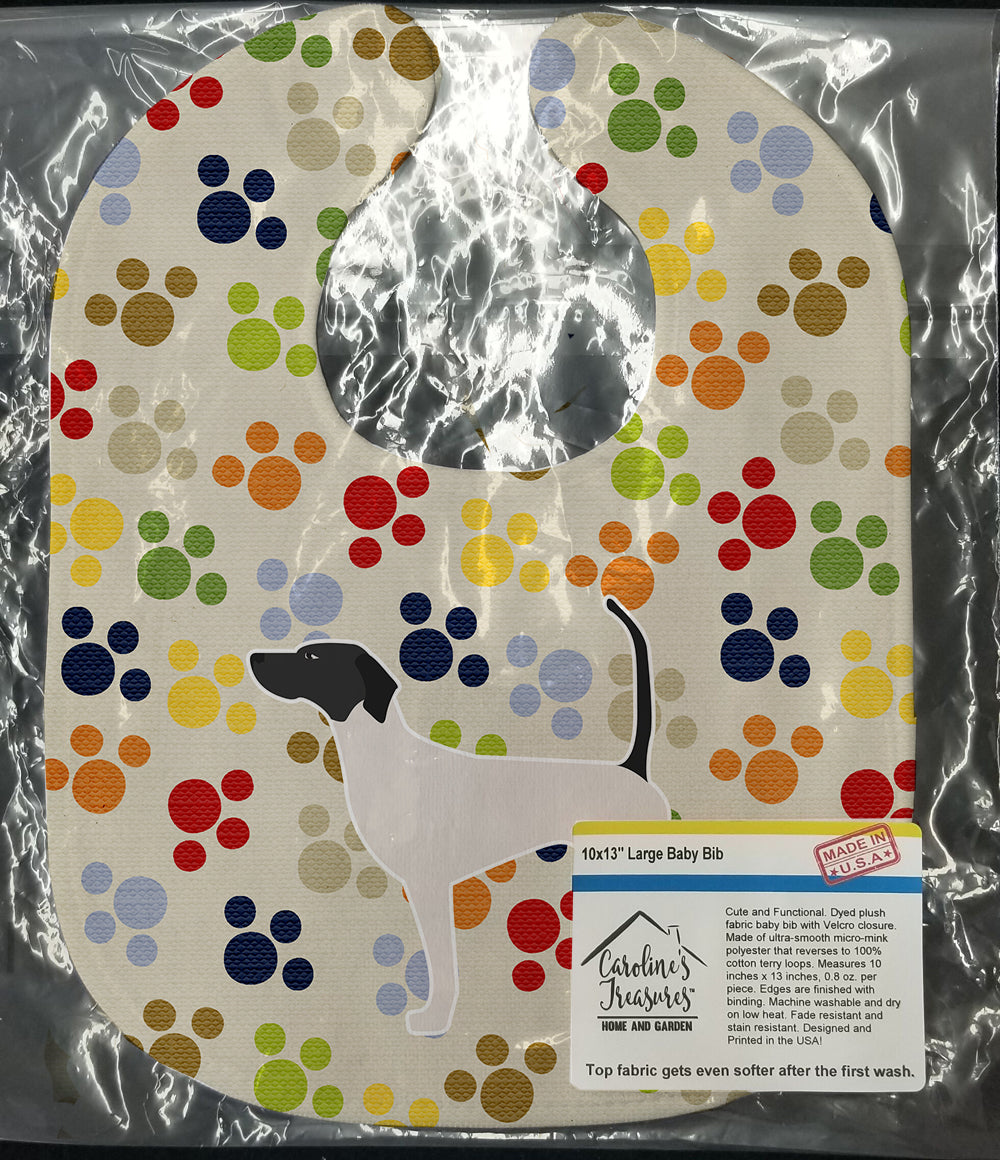 English Pointer Pawprints Baby Bib Easy-Clean Baby Bib Baby Feeding Accessory Baby Mealtime Essential, 10 x 13, Multicolor
