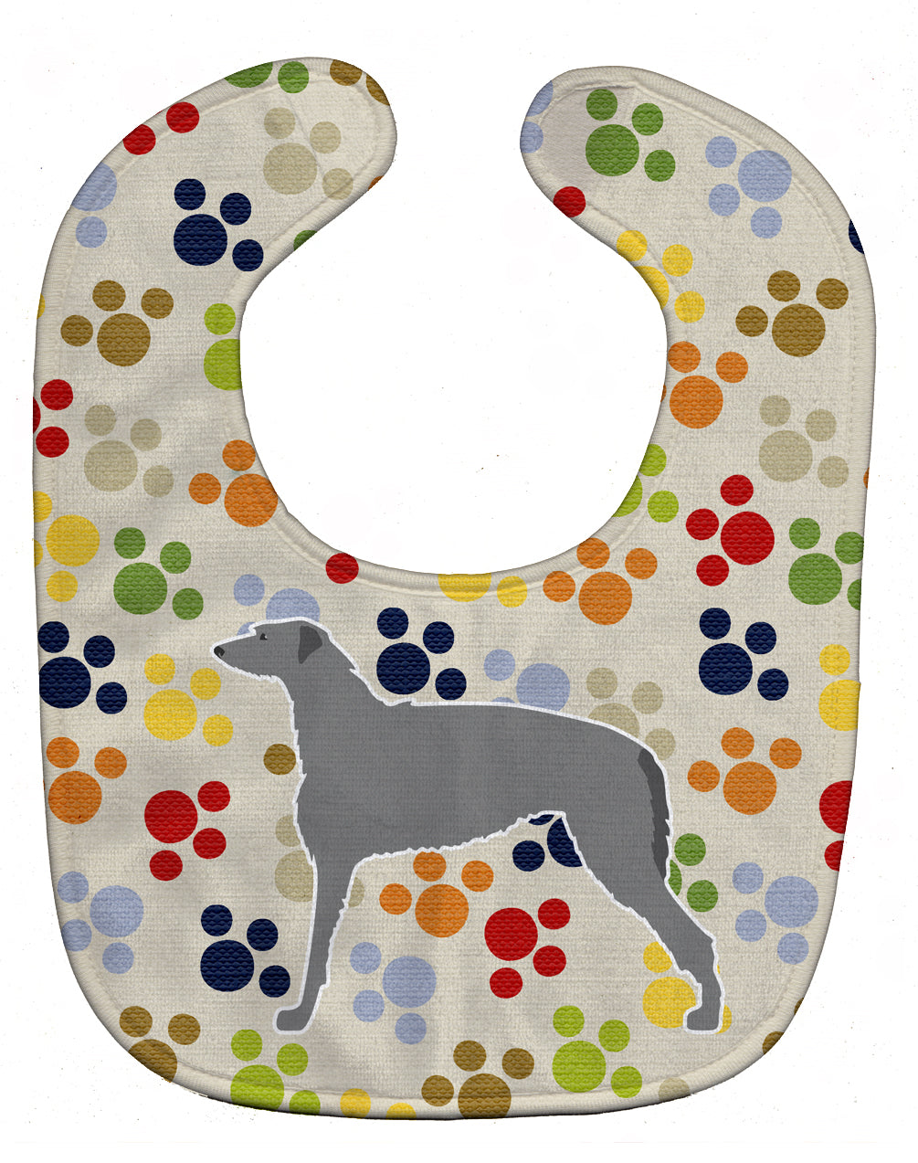 Scottish Deerhound Pawprints Baby Bib Easy-Clean Baby Bib Baby Feeding Accessory Baby Mealtime Essential, 10 x 13, Multicolor
