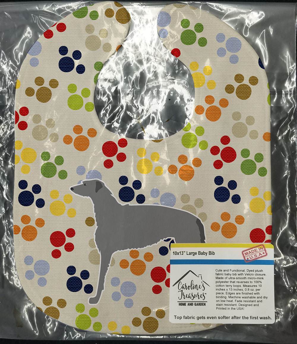 Scottish Deerhound Pawprints Baby Bib Easy-Clean Baby Bib Baby Feeding Accessory Baby Mealtime Essential, 10 x 13, Multicolor