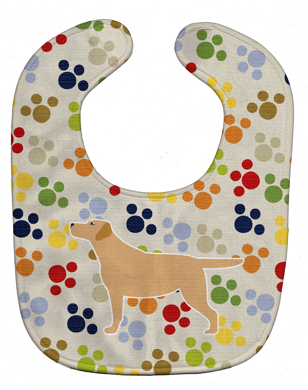 Yellow Labrador Retriever Pawprints Baby Bib Easy-Clean Baby Bib Baby Feeding Accessory Baby Mealtime Essential, 10 x 13, Multicolor