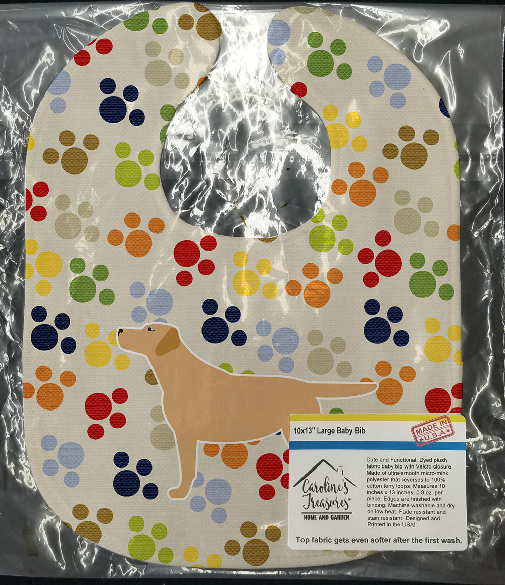 Yellow Labrador Retriever Pawprints Baby Bib Easy-Clean Baby Bib Baby Feeding Accessory Baby Mealtime Essential, 10 x 13, Multicolor