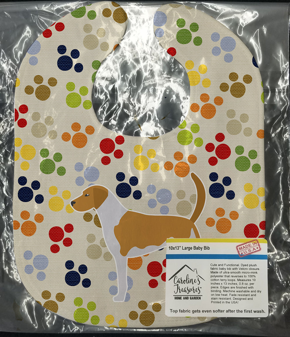 American Foxhound Pawprints Baby Bib Easy-Clean Baby Bib Baby Feeding Accessory Baby Mealtime Essential, 10 x 13, Multicolor