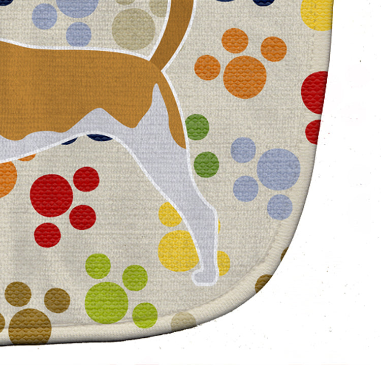American Foxhound Pawprints Baby Bib Easy-Clean Baby Bib Baby Feeding Accessory Baby Mealtime Essential, 10 x 13, Multicolor