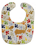 American Foxhound Pawprints Baby Bib Easy-Clean Baby Bib Baby Feeding Accessory Baby Mealtime Essential, 10 x 13, Multicolor