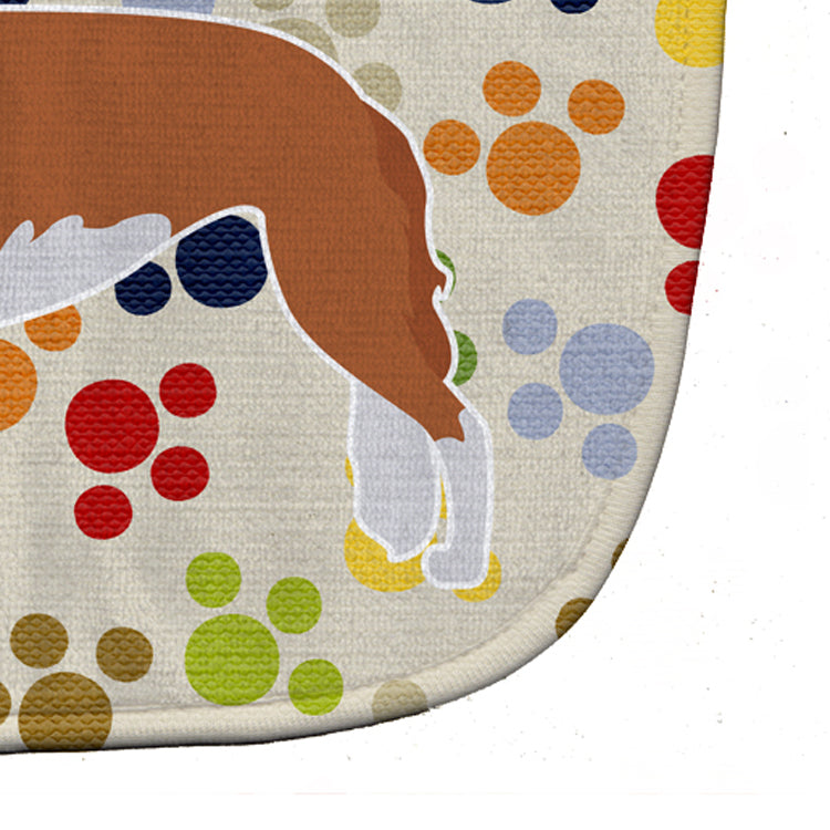 Borzoi Russian Greyhound Pawprints Baby Bib Easy-Clean Baby Bib Baby Feeding Accessory Baby Mealtime Essential, 10 x 13, Multicolor