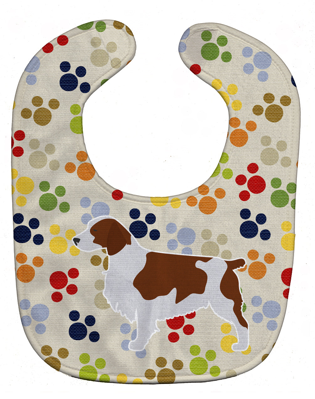 Welsh Springer Spaniel Pawprints Baby Bib Easy-Clean Baby Bib Baby Feeding Accessory Baby Mealtime Essential, 10 x 13, Multicolor