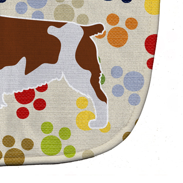 Welsh Springer Spaniel Pawprints Baby Bib Easy-Clean Baby Bib Baby Feeding Accessory Baby Mealtime Essential, 10 x 13, Multicolor