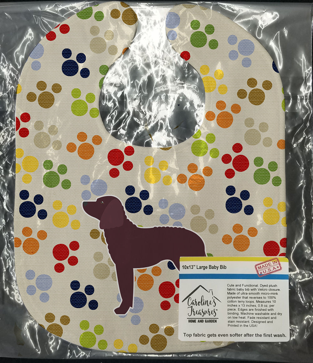 American Water Spaniel Pawprints Baby Bib Easy-Clean Baby Bib Baby Feeding Accessory Baby Mealtime Essential, 10 x 13, Multicolor