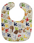 Basset Hound Pawprints Baby Bib Easy-Clean Baby Bib Baby Feeding Accessory Baby Mealtime Essential, 10 x 13, Multicolor