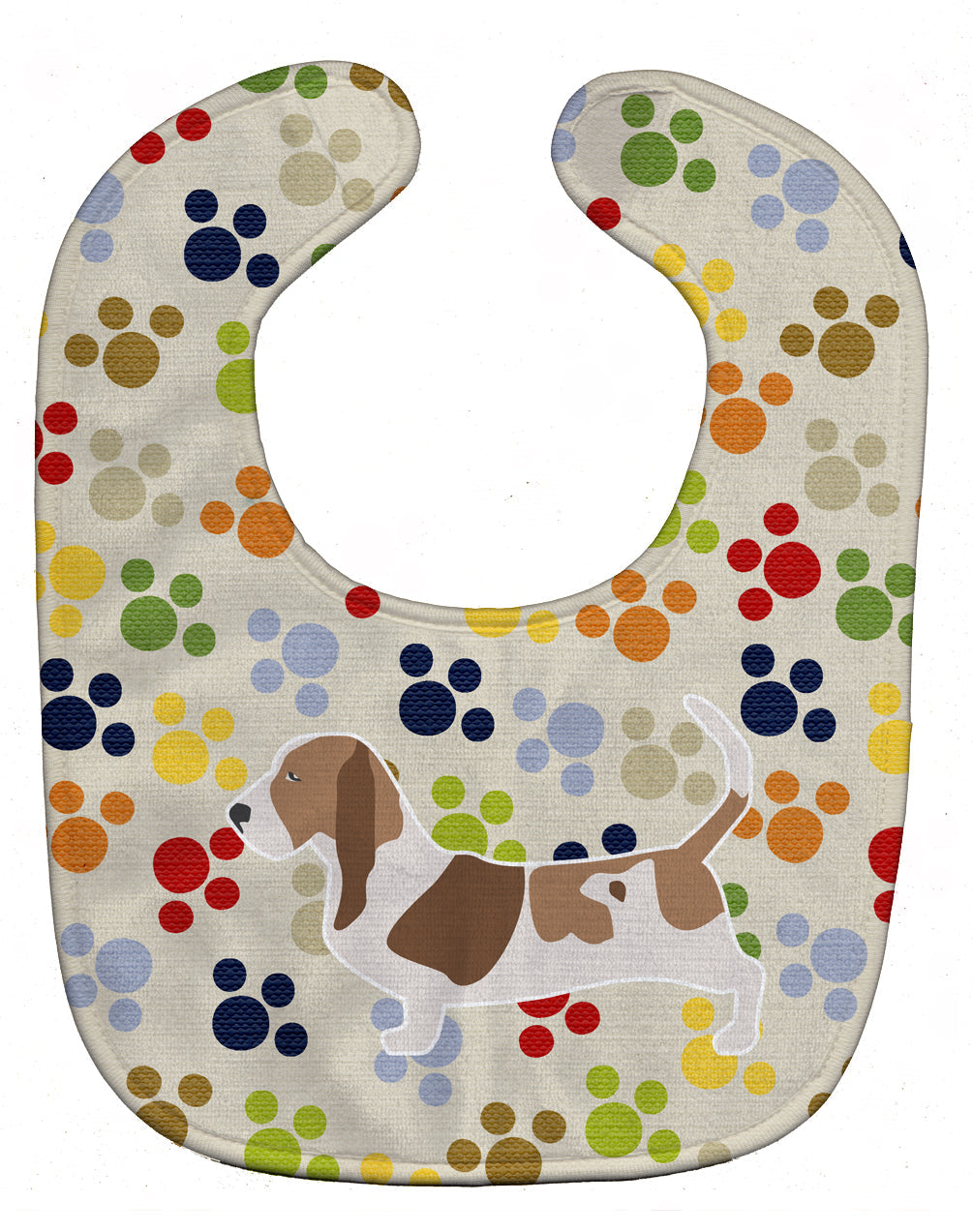 Basset Hound Pawprints Baby Bib Easy-Clean Baby Bib Baby Feeding Accessory Baby Mealtime Essential, 10 x 13, Multicolor