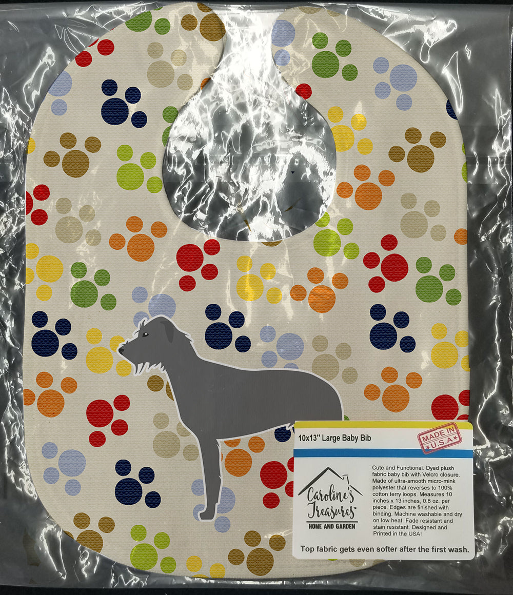 Irish Wolfhound Pawprints Baby Bib Easy-Clean Baby Bib Baby Feeding Accessory Baby Mealtime Essential, 10 x 13, Multicolor