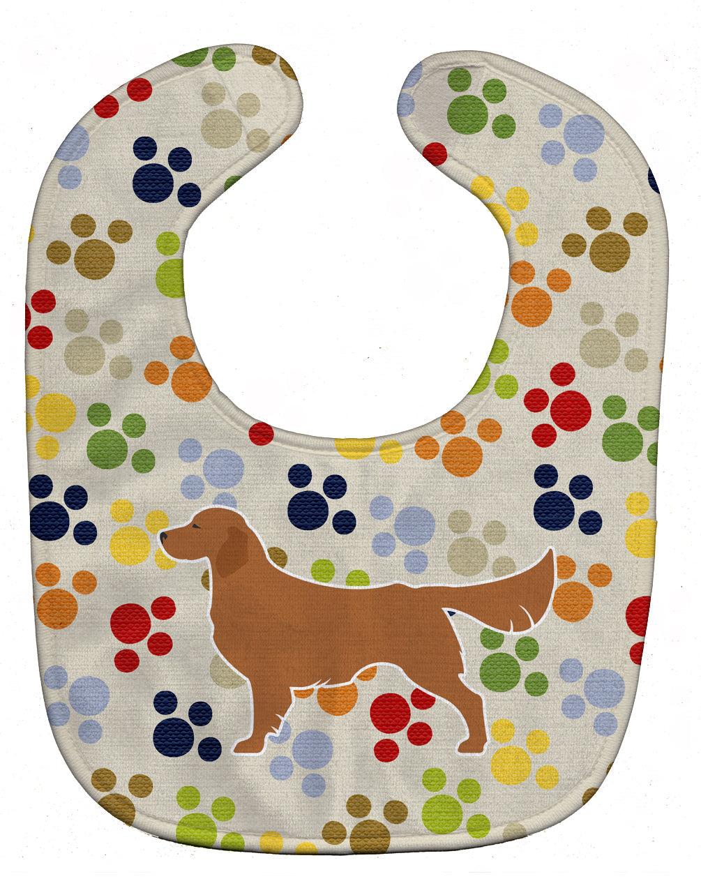 Golden Retriever Pawprints Baby Bib Easy-Clean Baby Bib Baby Feeding Accessory Baby Mealtime Essential, 10 x 13, Multicolor