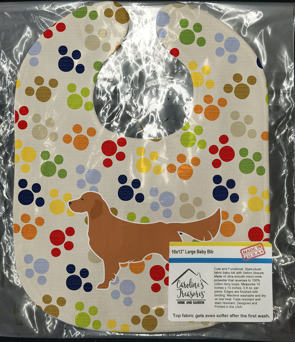 Golden Retriever Pawprints Baby Bib Easy-Clean Baby Bib Baby Feeding Accessory Baby Mealtime Essential, 10 x 13, Multicolor