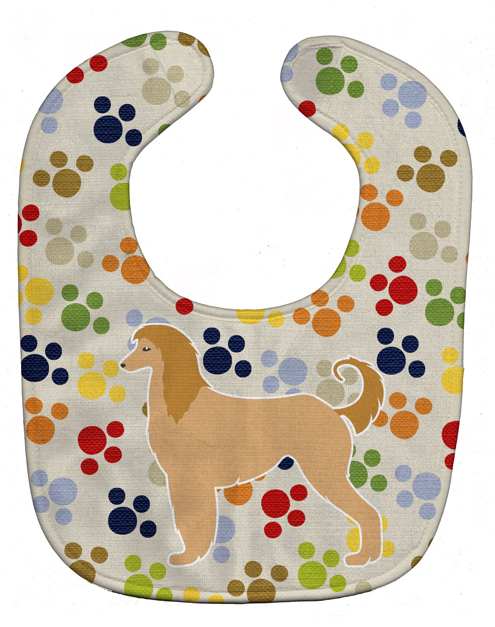 Afghan Hound Pawprints Baby Bib Easy-Clean Baby Bib Baby Feeding Accessory Baby Mealtime Essential, 10 x 13, Multicolor