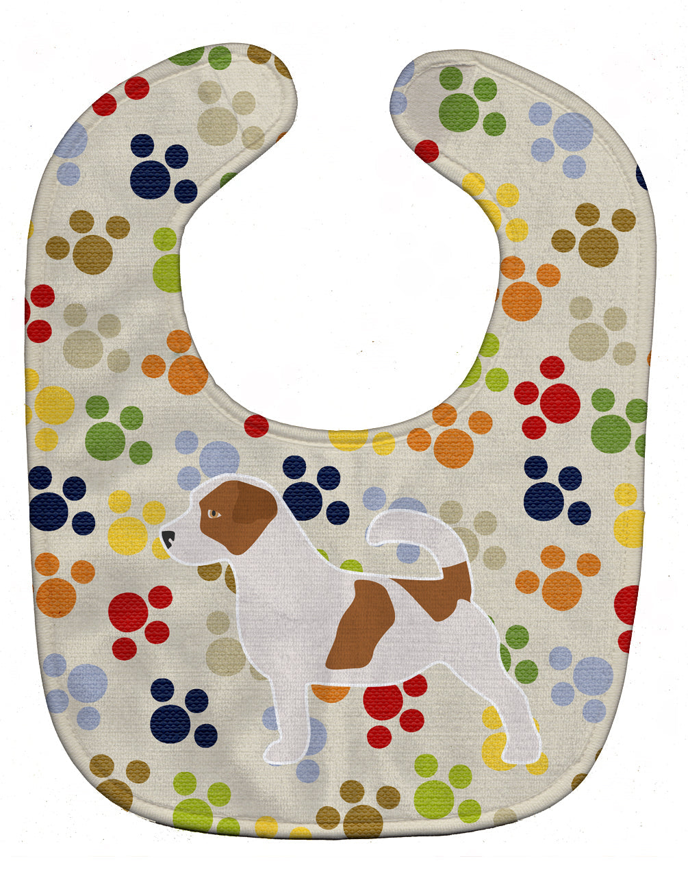 Jack Russell Terrier Pawprints Baby Bib Easy-Clean Baby Bib Baby Feeding Accessory Baby Mealtime Essential, 10 x 13, Multicolor