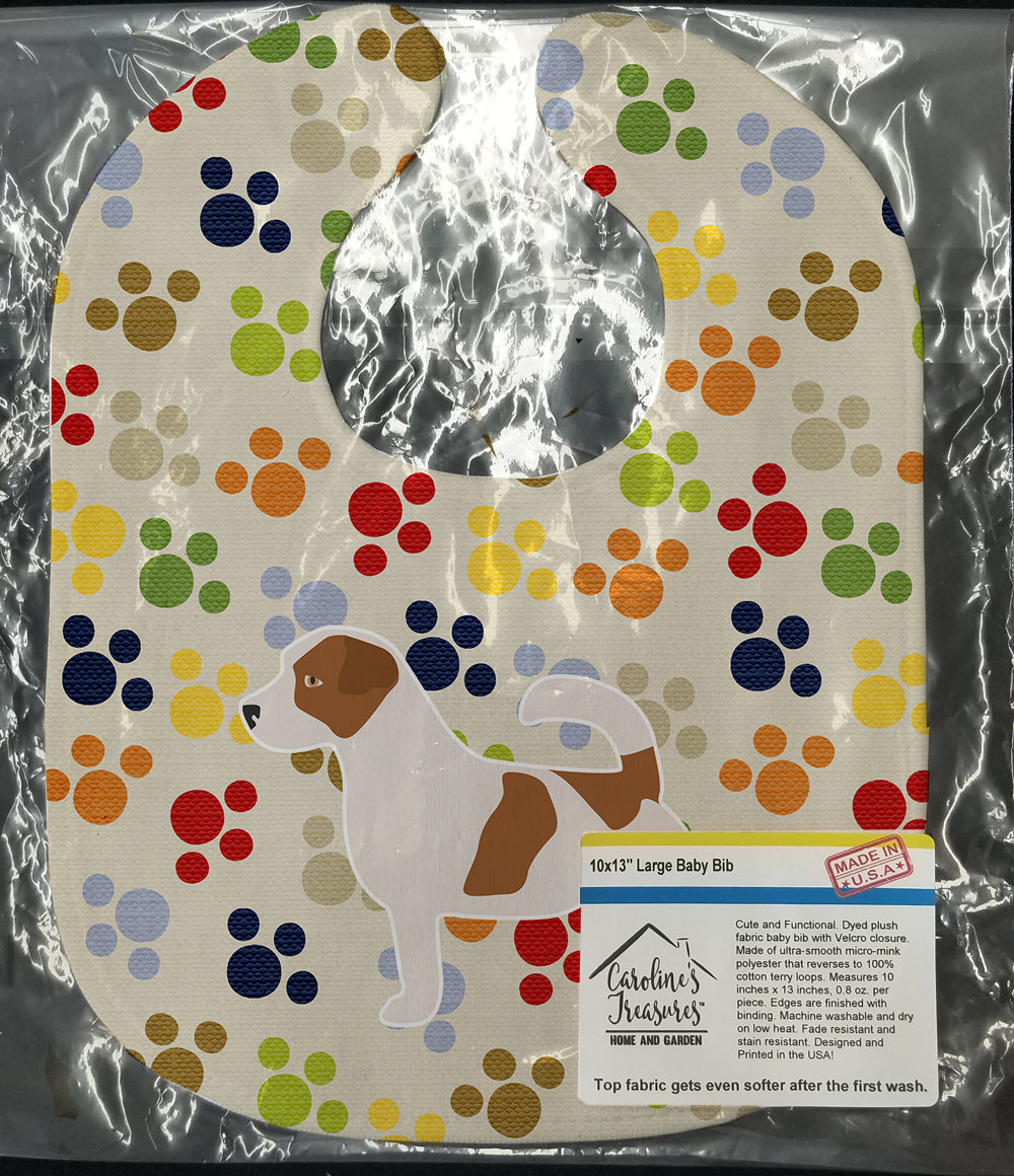 Jack Russell Terrier Pawprints Baby Bib Easy-Clean Baby Bib Baby Feeding Accessory Baby Mealtime Essential, 10 x 13, Multicolor