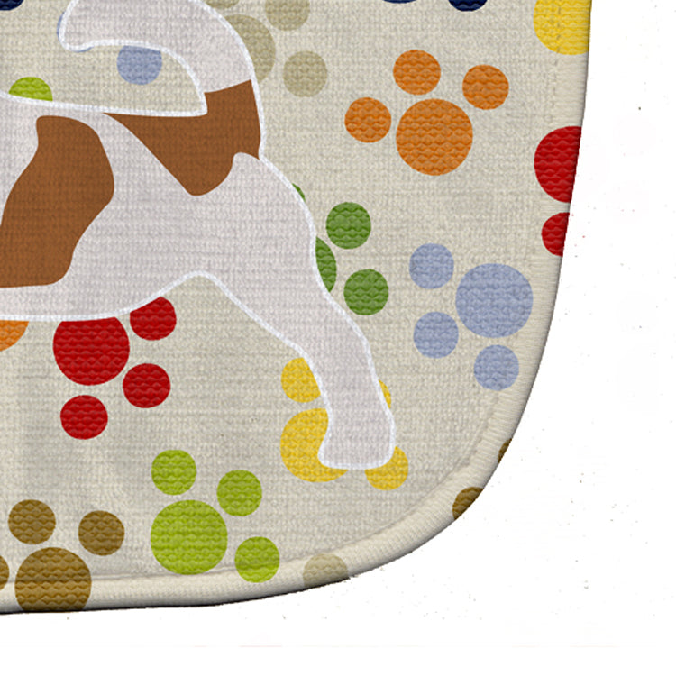 Jack Russell Terrier Pawprints Baby Bib Easy-Clean Baby Bib Baby Feeding Accessory Baby Mealtime Essential, 10 x 13, Multicolor