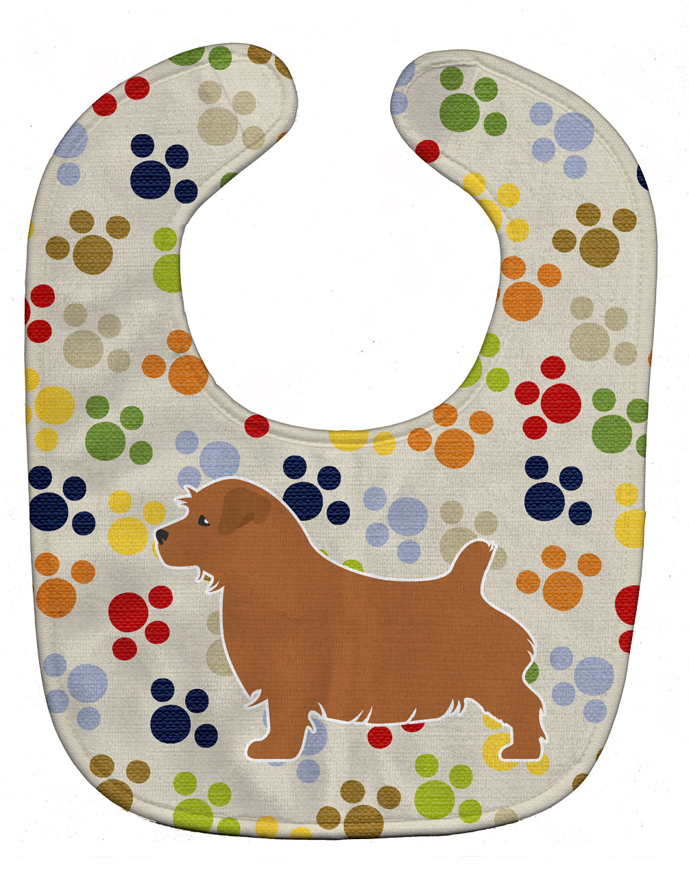 Norfolk Terrier Pawprints Baby Bib Easy-Clean Baby Bib Baby Feeding Accessory Baby Mealtime Essential, 10 x 13, Multicolor