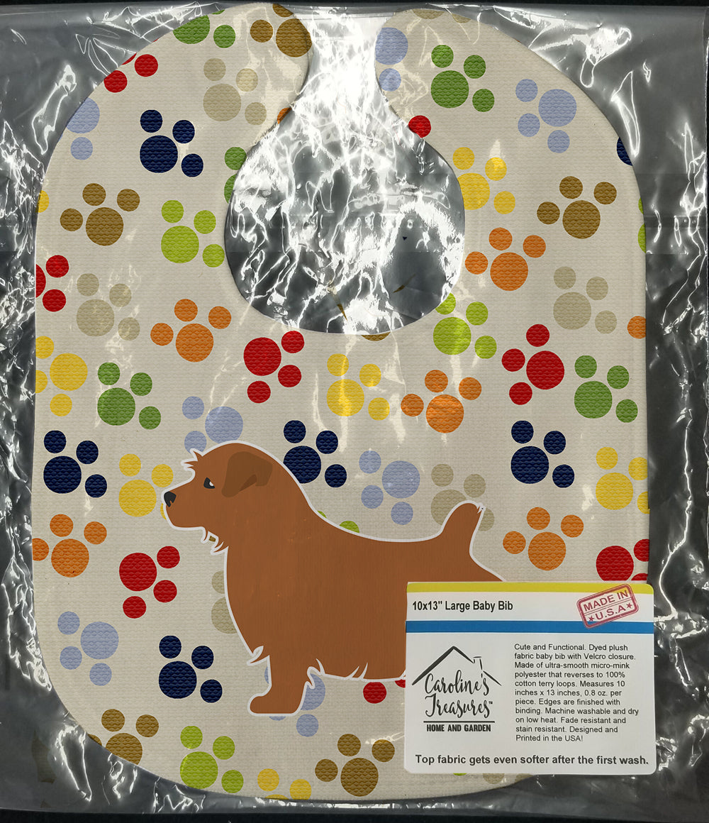 Norfolk Terrier Pawprints Baby Bib Easy-Clean Baby Bib Baby Feeding Accessory Baby Mealtime Essential, 10 x 13, Multicolor