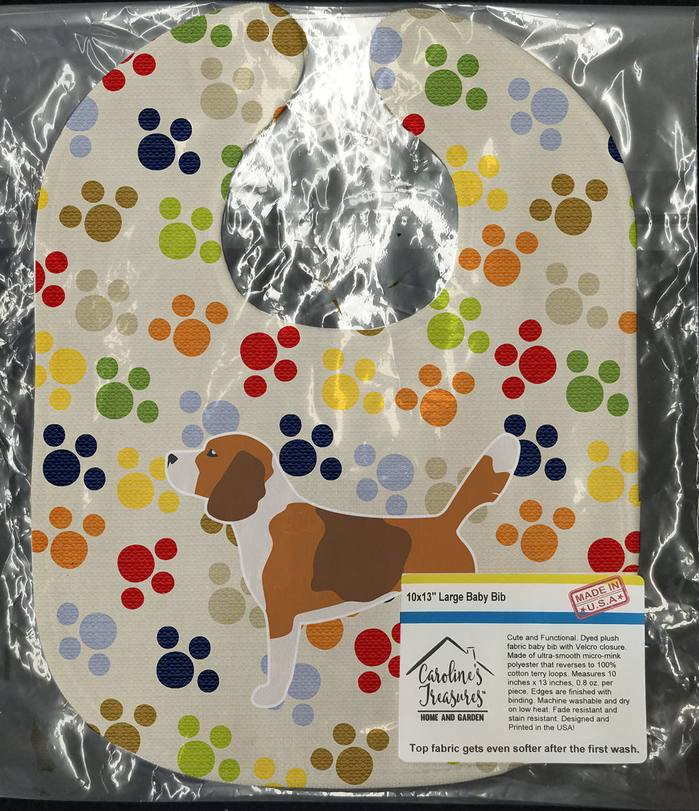 Beagle Pawprints Baby Bib Easy-Clean Baby Bib Baby Feeding Accessory Baby Mealtime Essential, 10 x 13, Multicolor