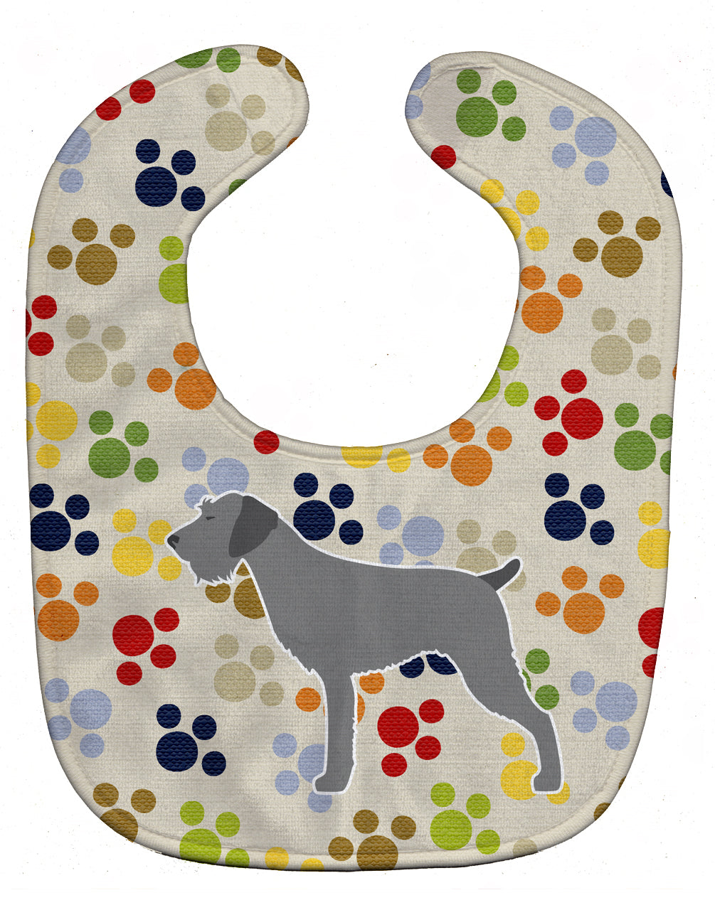 German Wirehaired Pointer Pawprints Baby Bib Easy-Clean Baby Bib Baby Feeding Accessory Baby Mealtime Essential, 10 x 13, Multicolor
