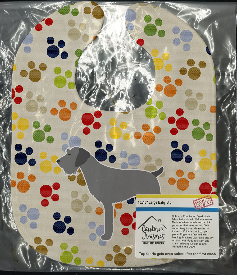 German Wirehaired Pointer Pawprints Baby Bib Easy-Clean Baby Bib Baby Feeding Accessory Baby Mealtime Essential, 10 x 13, Multicolor