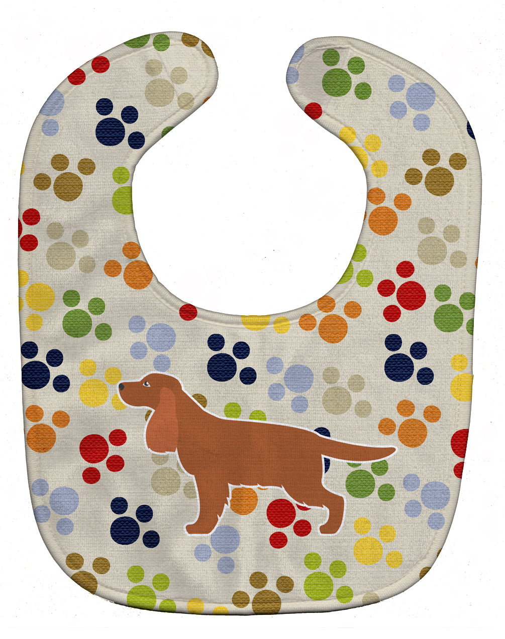 English Cocker Spaniel Pawprints Baby Bib Easy-Clean Baby Bib Baby Feeding Accessory Baby Mealtime Essential, 10 x 13, Multicolor