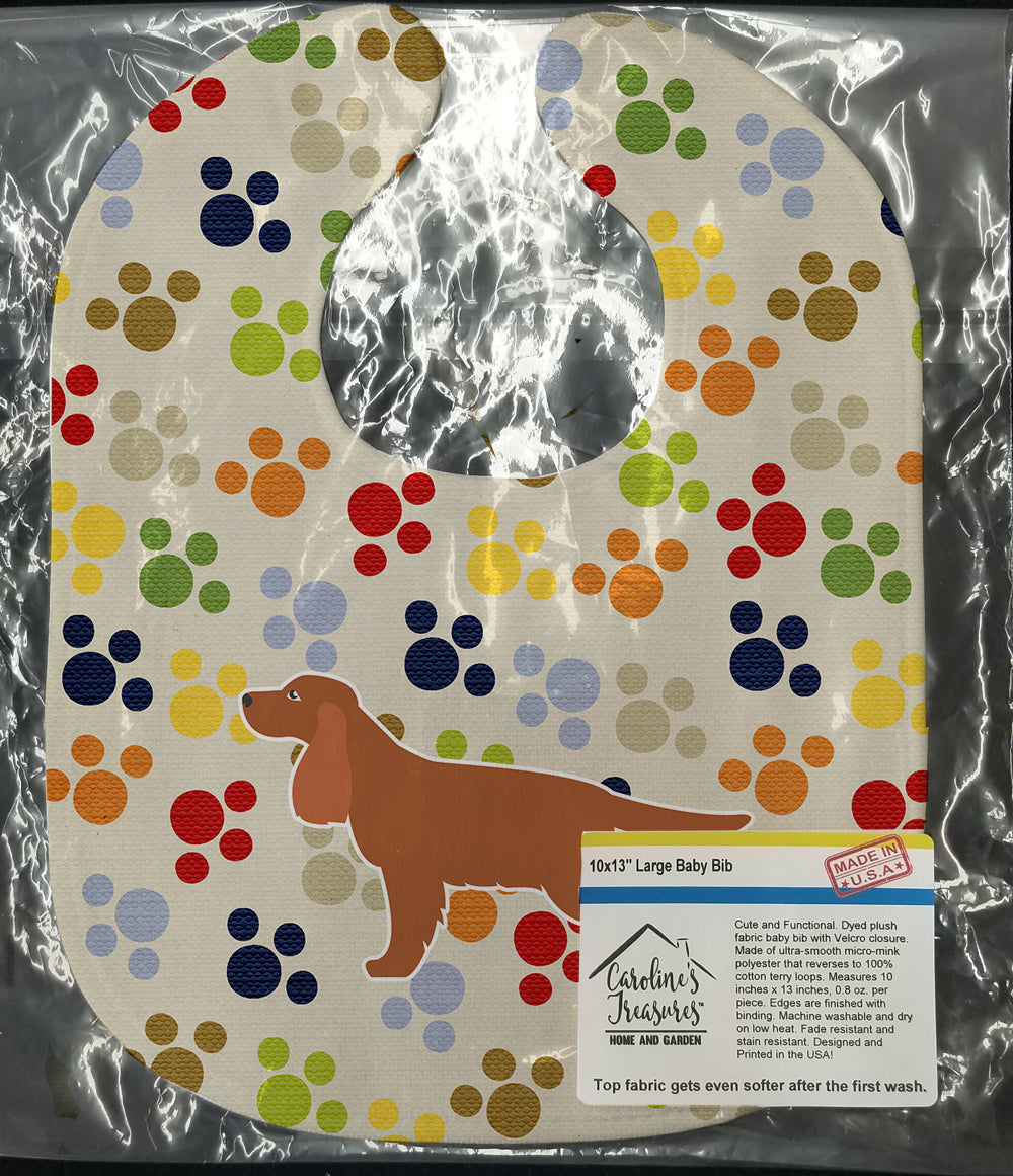 English Cocker Spaniel Pawprints Baby Bib Easy-Clean Baby Bib Baby Feeding Accessory Baby Mealtime Essential, 10 x 13, Multicolor