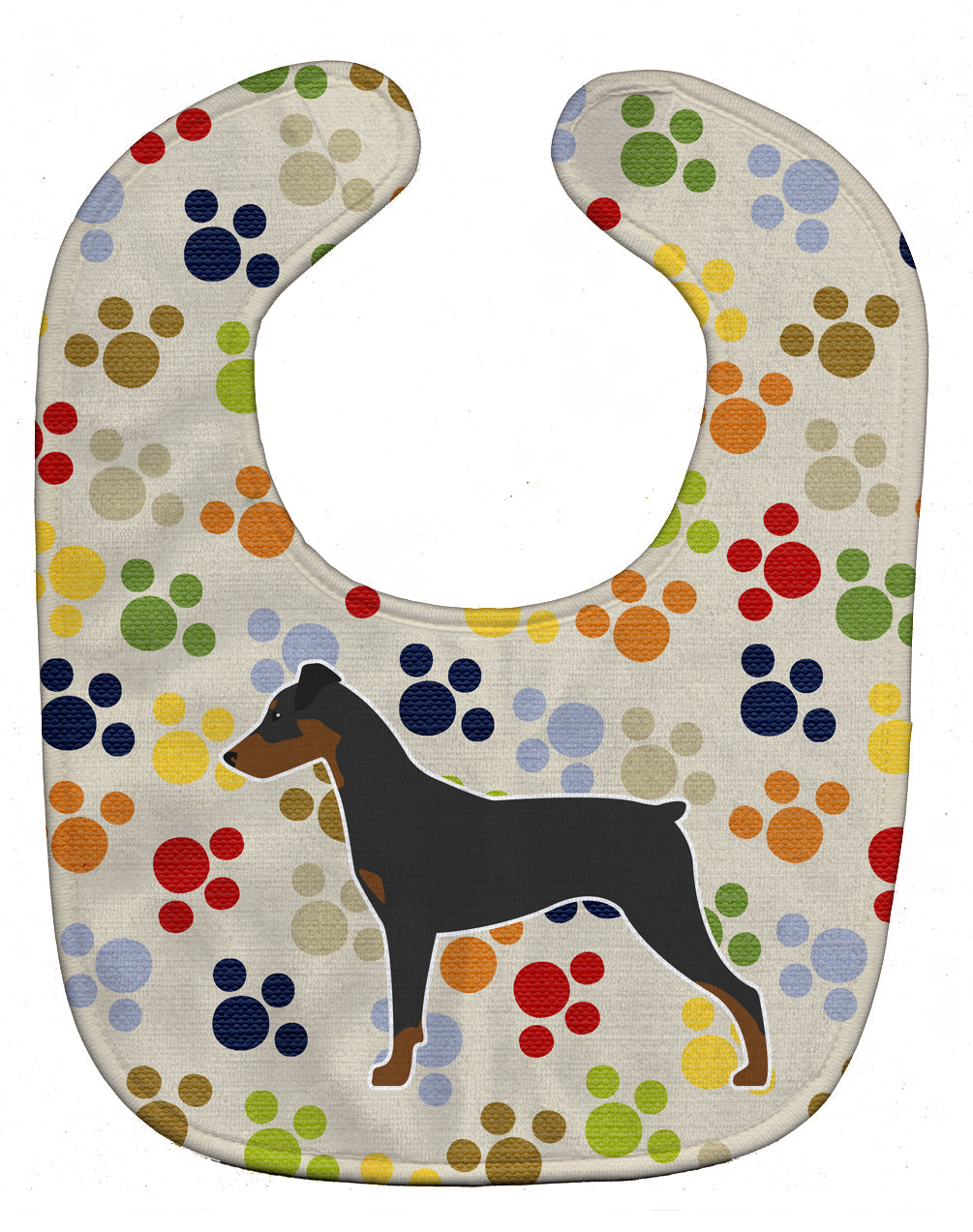 German Pinscher Pawprints Baby Bib Easy-Clean Baby Bib Baby Feeding Accessory Baby Mealtime Essential, 10 x 13, Multicolor