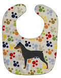 German Pinscher Pawprints Baby Bib Easy-Clean Baby Bib Baby Feeding Accessory Baby Mealtime Essential, 10 x 13, Multicolor