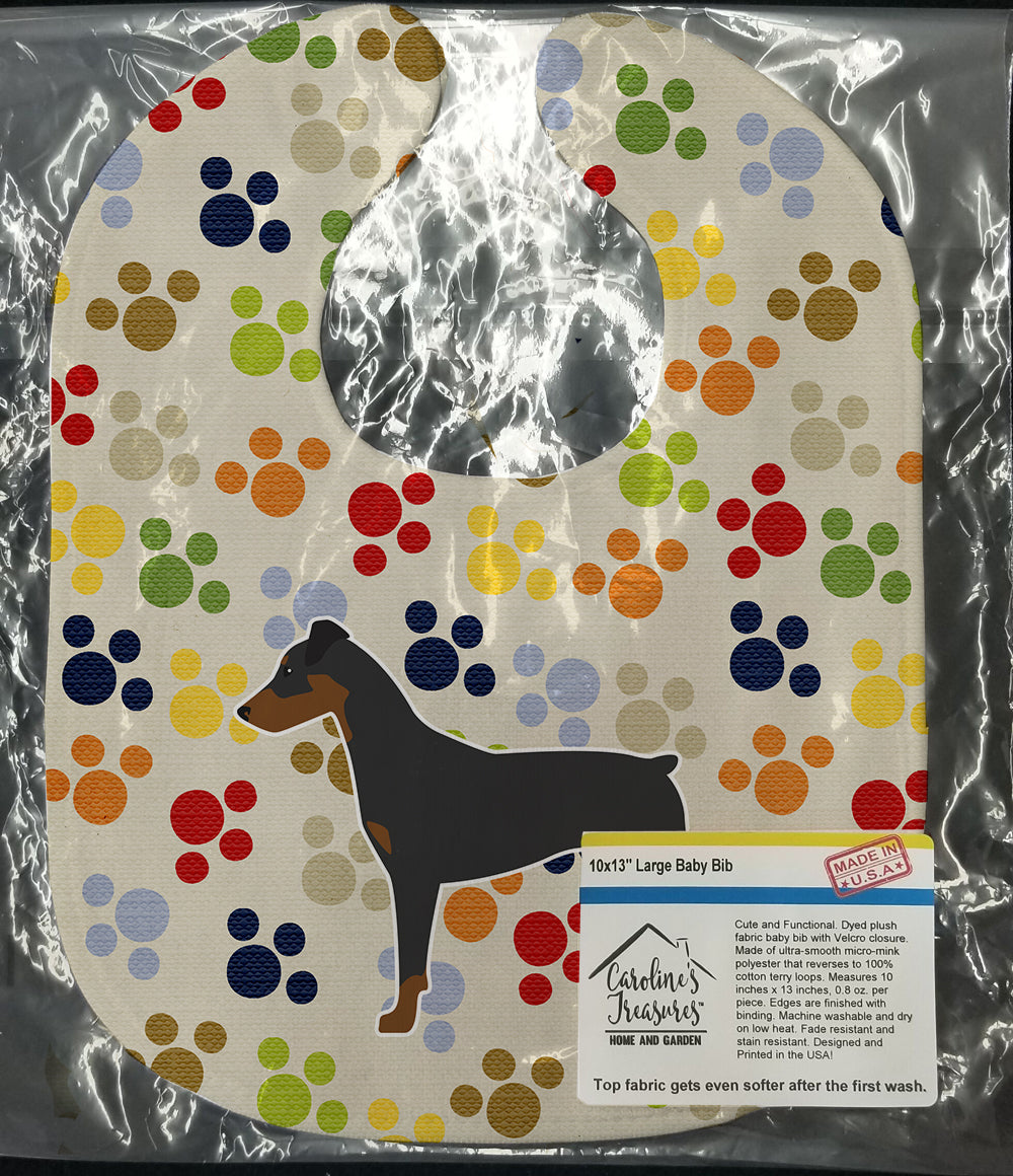 German Pinscher Pawprints Baby Bib Easy-Clean Baby Bib Baby Feeding Accessory Baby Mealtime Essential, 10 x 13, Multicolor