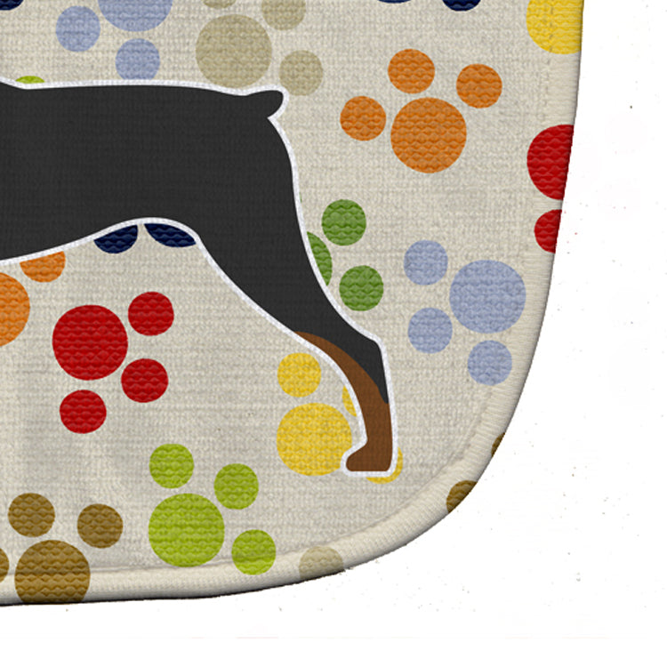 German Pinscher Pawprints Baby Bib Easy-Clean Baby Bib Baby Feeding Accessory Baby Mealtime Essential, 10 x 13, Multicolor