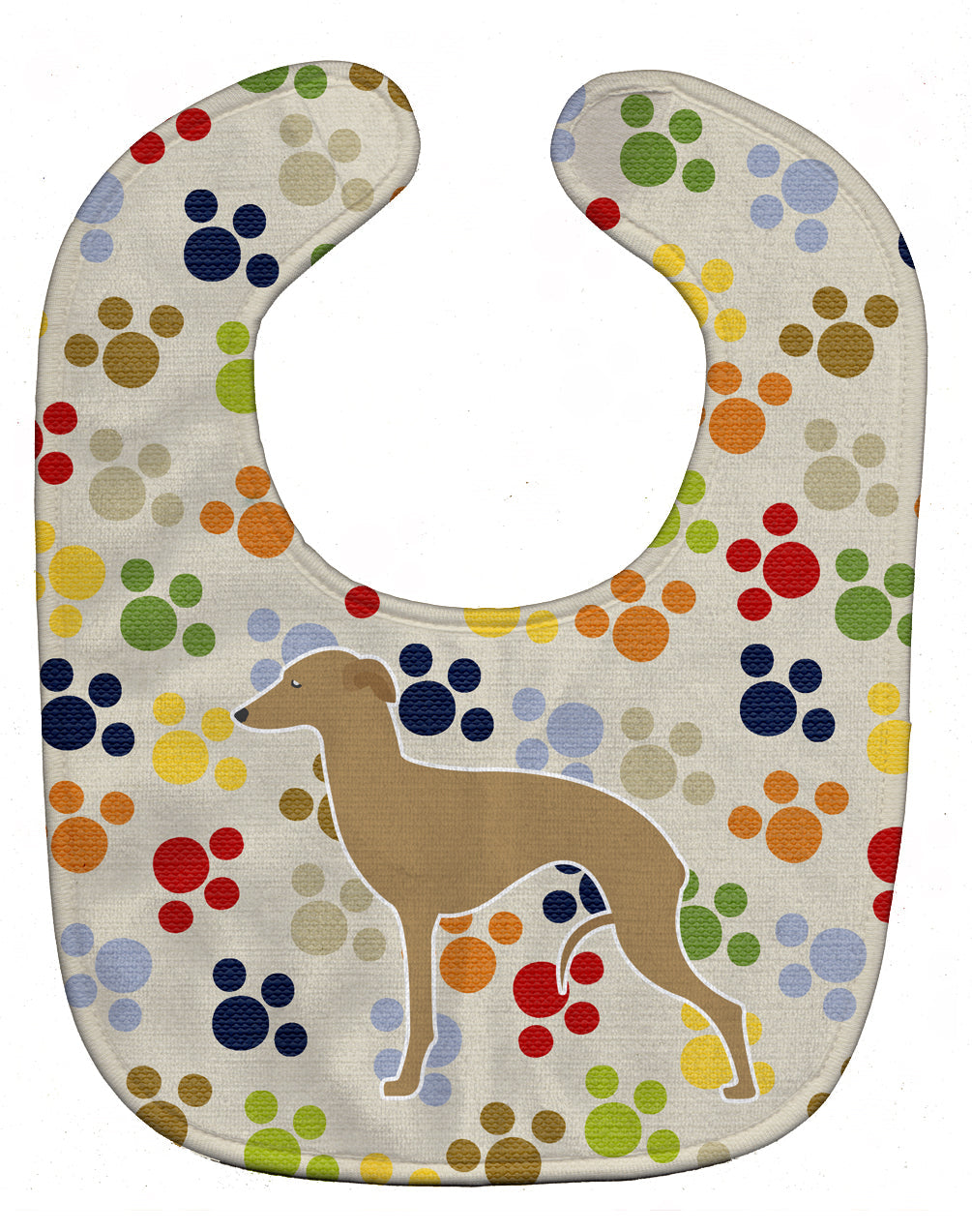 Italian Greyhound Pawprints Baby Bib Easy-Clean Baby Bib Baby Feeding Accessory Baby Mealtime Essential, 10 x 13, Multicolor