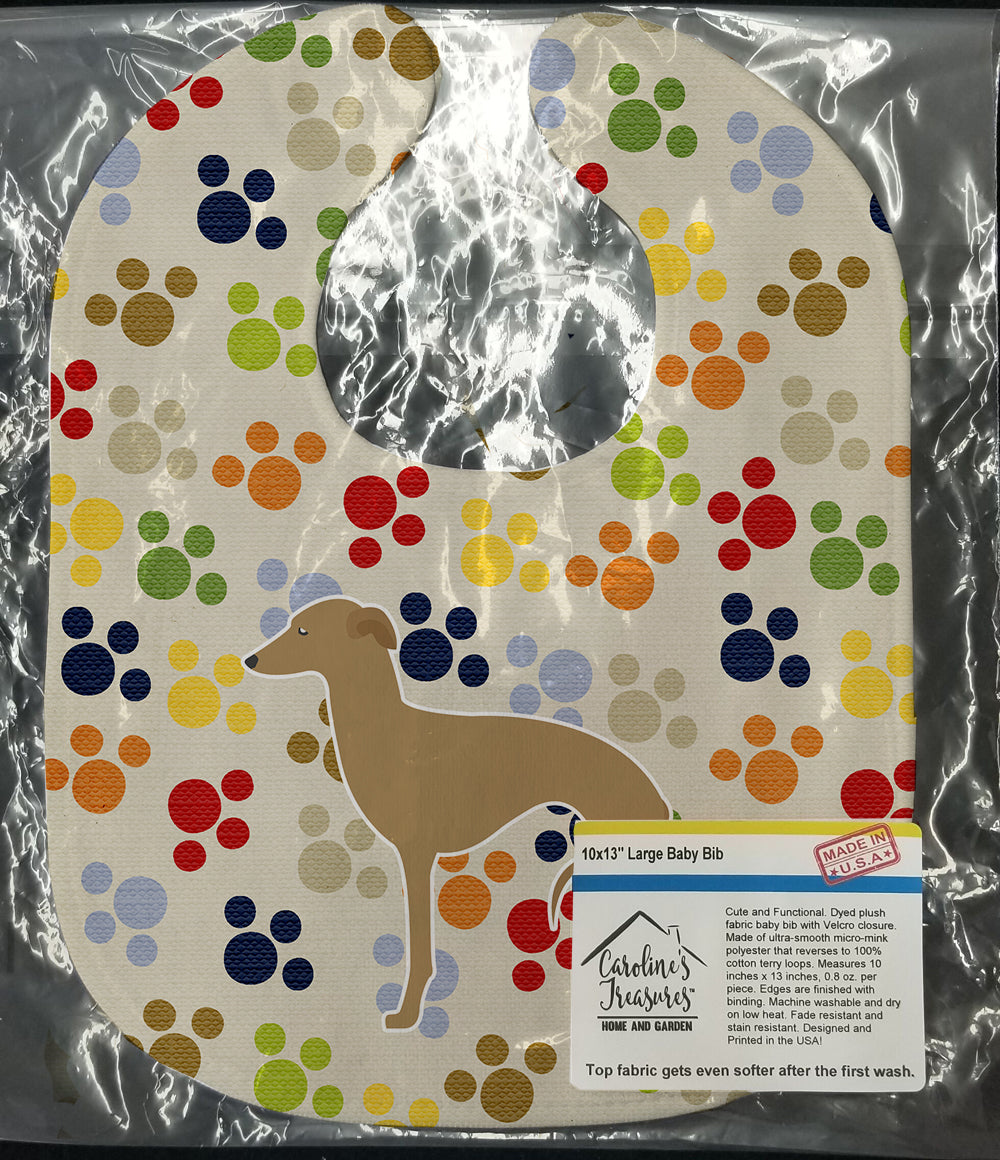 Italian Greyhound Pawprints Baby Bib Easy-Clean Baby Bib Baby Feeding Accessory Baby Mealtime Essential, 10 x 13, Multicolor