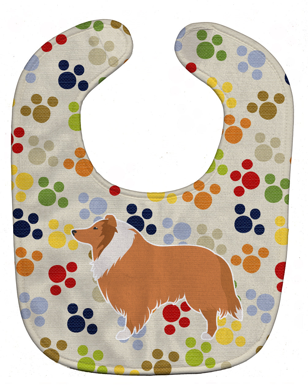 Collie Pawprints Baby Bib Easy-Clean Baby Bib Baby Feeding Accessory Baby Mealtime Essential, 10 x 13, Multicolor