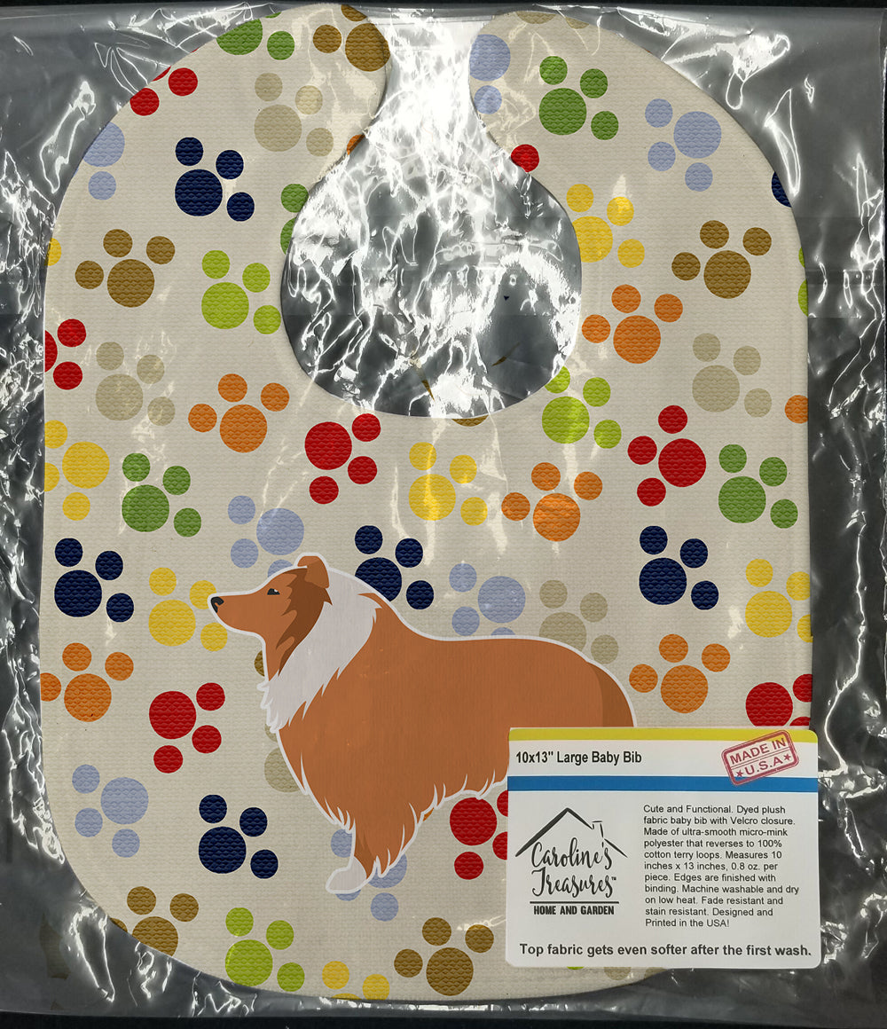 Collie Pawprints Baby Bib Easy-Clean Baby Bib Baby Feeding Accessory Baby Mealtime Essential, 10 x 13, Multicolor