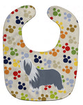 Bearded Collie Pawprints Baby Bib Easy-Clean Baby Bib Baby Feeding Accessory Baby Mealtime Essential, 10 x 13, Multicolor