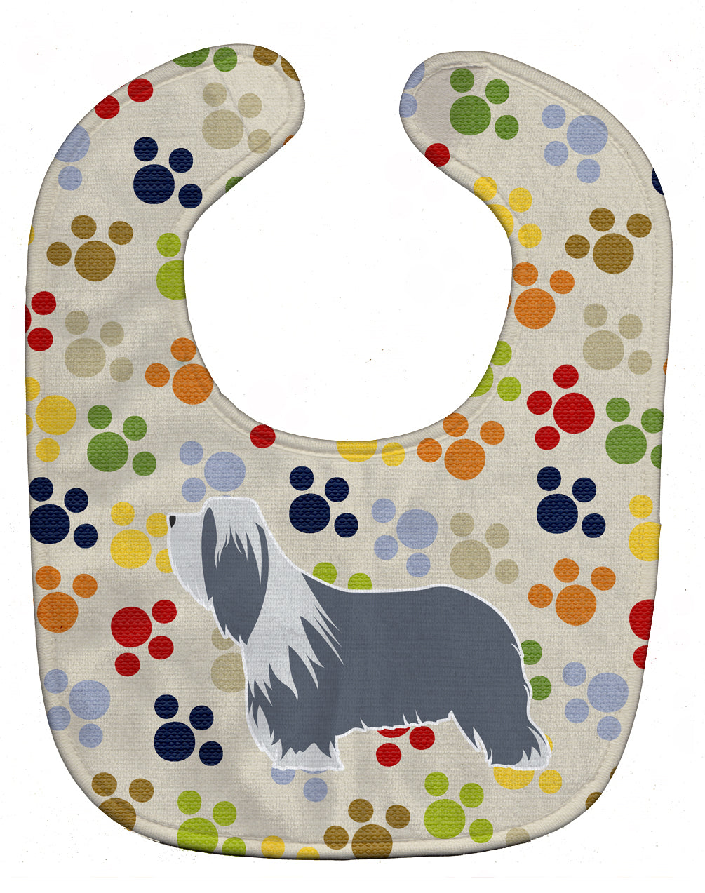 Bearded Collie Pawprints Baby Bib Easy-Clean Baby Bib Baby Feeding Accessory Baby Mealtime Essential, 10 x 13, Multicolor
