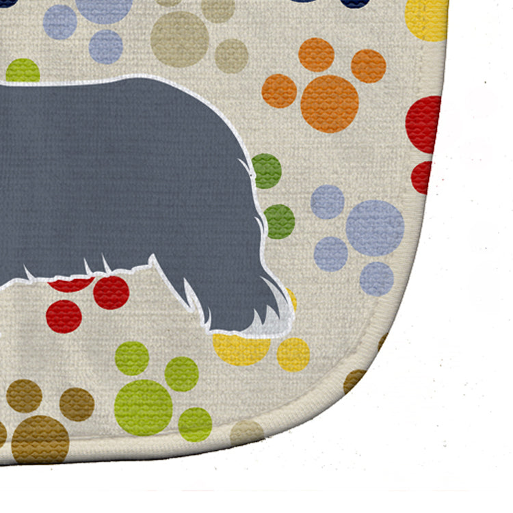 Bearded Collie Pawprints Baby Bib Easy-Clean Baby Bib Baby Feeding Accessory Baby Mealtime Essential, 10 x 13, Multicolor