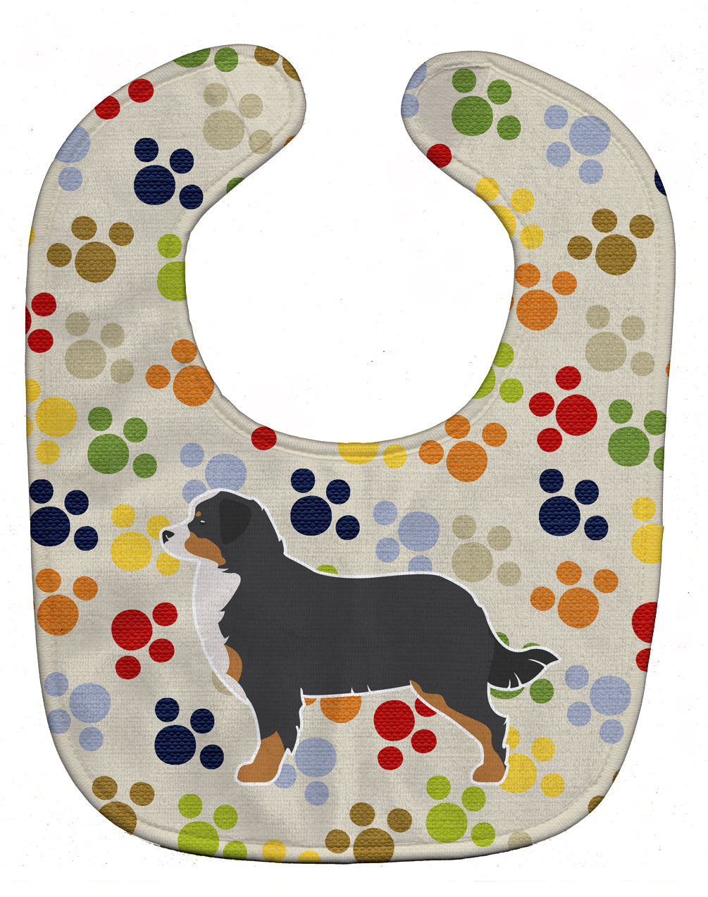 Bernese Mountain Dog Pawprints Baby Bib Easy-Clean Baby Bib Baby Feeding Accessory Baby Mealtime Essential, 10 x 13, Multicolor