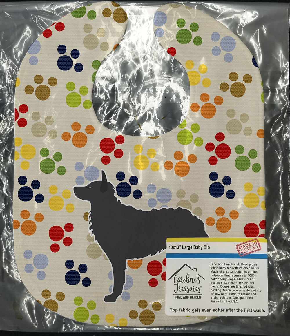 Croatian Sheepdog Pawprints Baby Bib Easy-Clean Baby Bib Baby Feeding Accessory Baby Mealtime Essential, 10 x 13, Multicolor