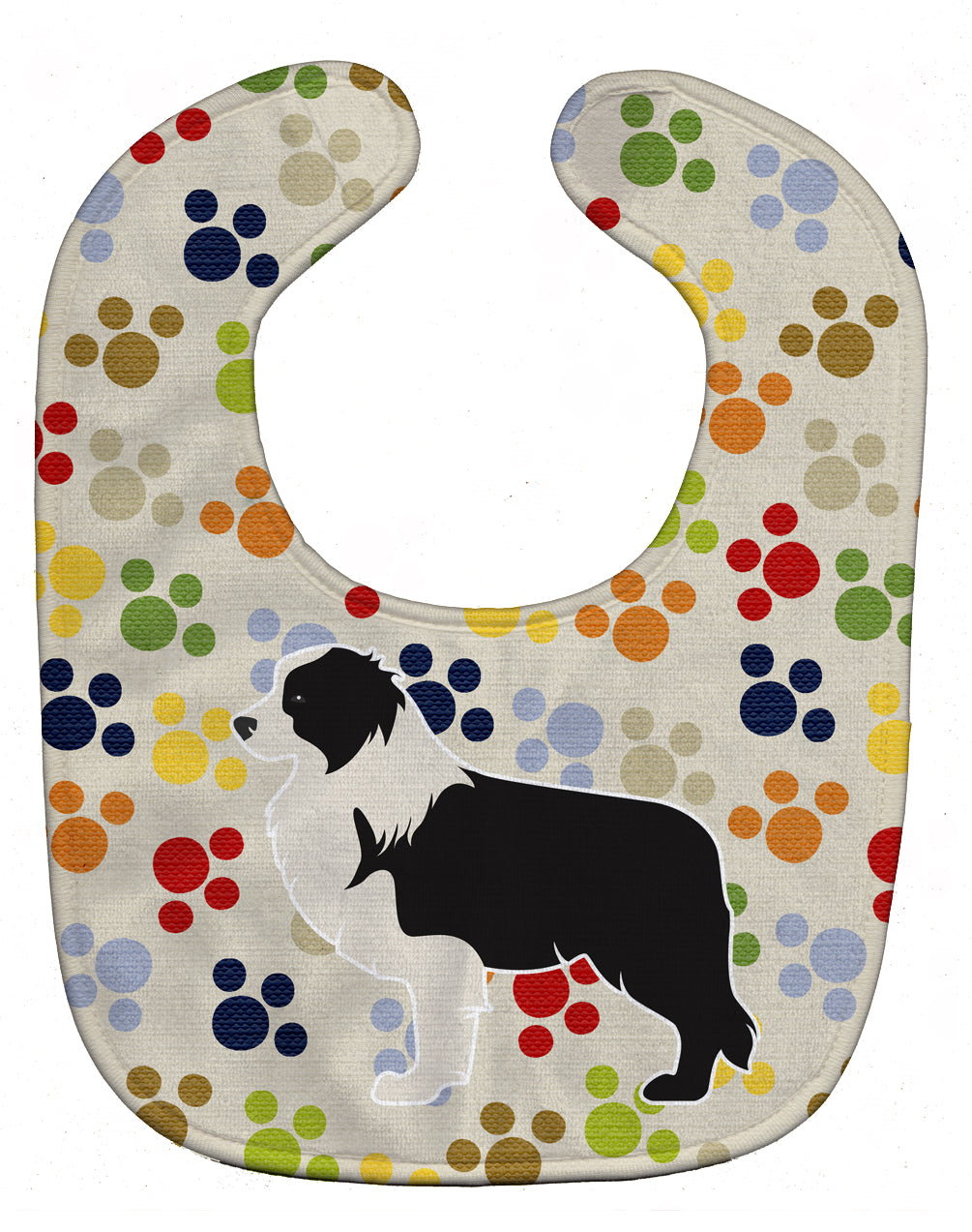 Black Border Collie Pawprints Baby Bib Easy-Clean Baby Bib Baby Feeding Accessory Baby Mealtime Essential, 10 x 13, Multicolor