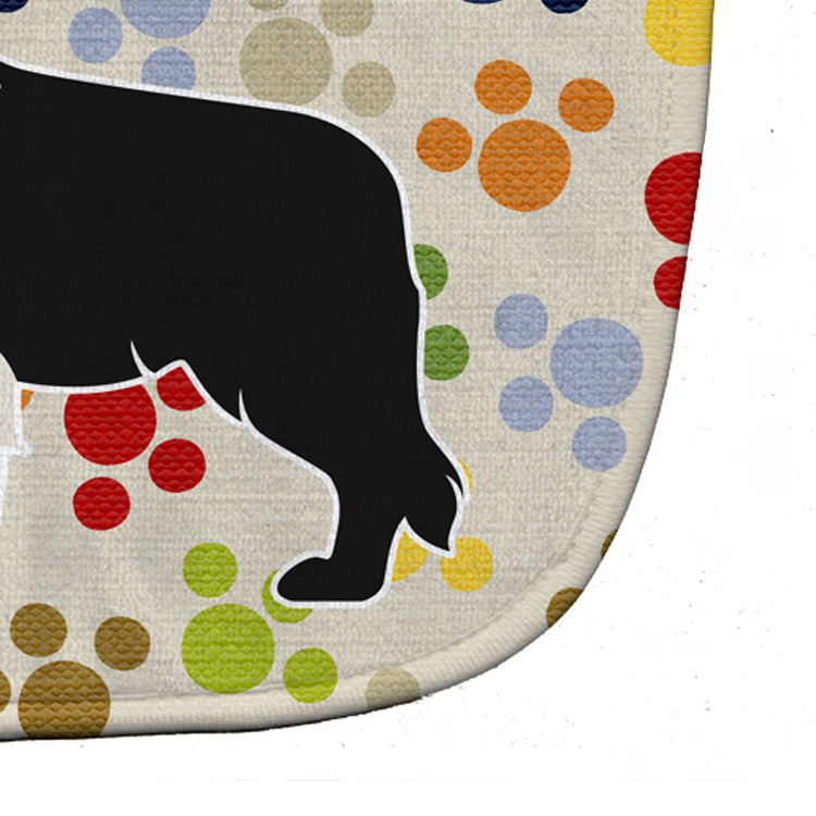 Black Border Collie Pawprints Baby Bib Easy-Clean Baby Bib Baby Feeding Accessory Baby Mealtime Essential, 10 x 13, Multicolor